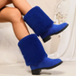 Bottes mi-mollet pour femmes avec revers en peluche
