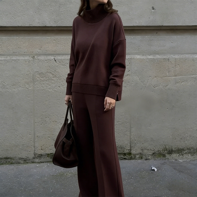 Ensemble sweat-shirt à col montant et pantalon à fermeture éclair sur le côté