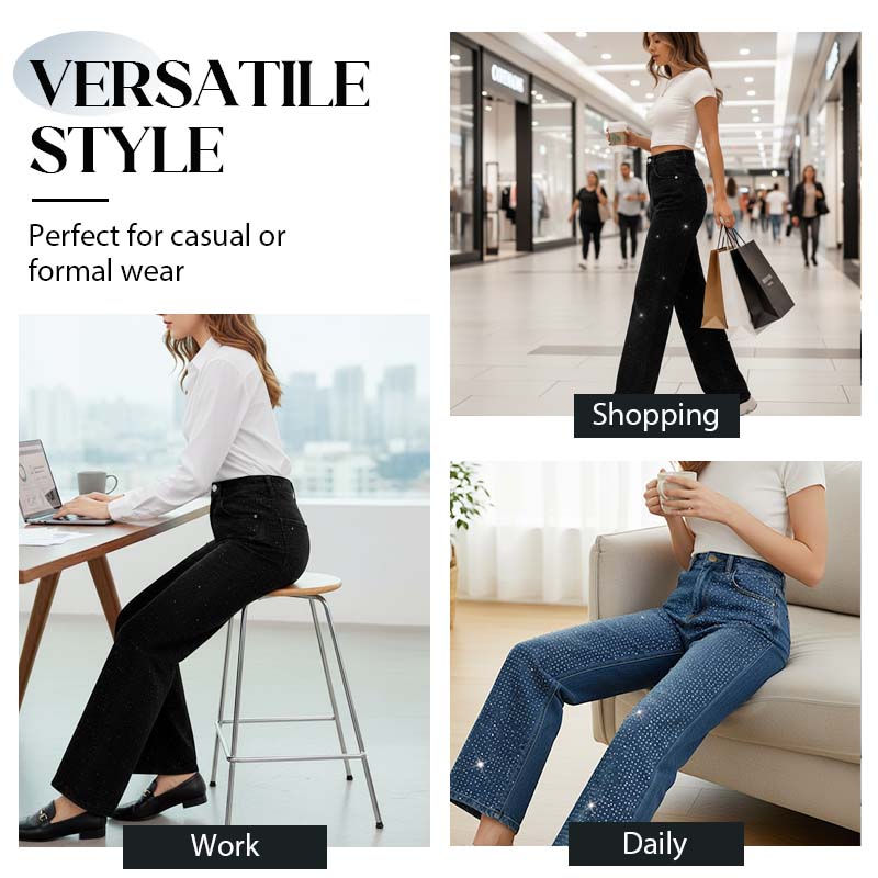 📢📢60 % de réduction !!!⏰Jeans élégants pour femmes, ornés de strass