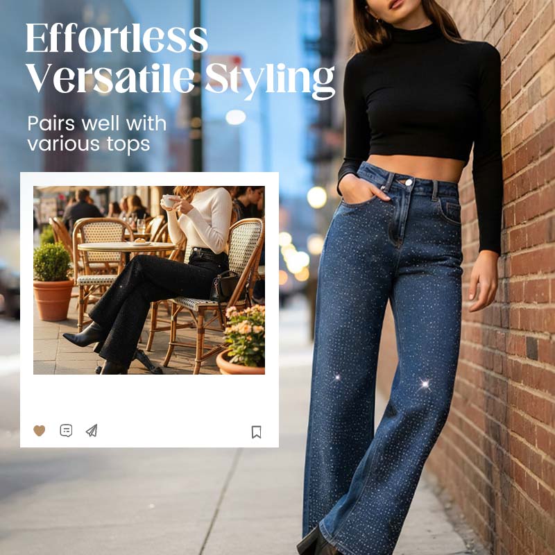 📢📢60 % de réduction !!!⏰Jeans élégants pour femmes, ornés de strass