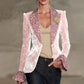 🔥Offres spéciales ✨ Blazer en velours pour femme avec revers imprimé léopard