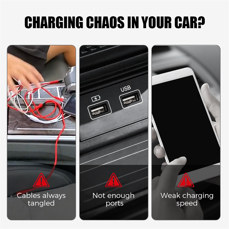Chargeur rétractable 4 en 1 PD30W pour voiture avec éclairage d'ambiance