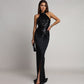 Magnifique robe bustier avec fente et paillettes pour femmes
