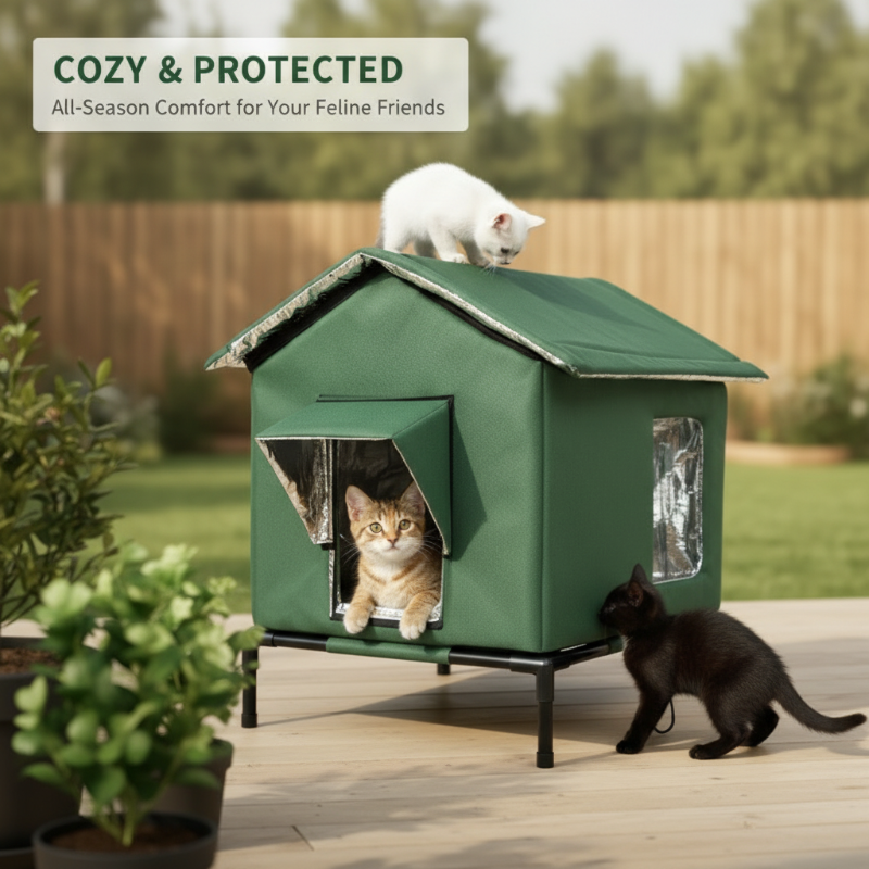 🐱 PROMO LIMITÉE 53% DE RÉDUCTION ! ✨ Maison pour Chat d‘Extérieur surélevée – Imperméable, Isolante, Stable et Pliable 🌧️