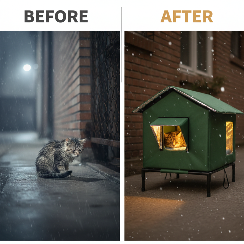 🐱 PROMO LIMITÉE 53% DE RÉDUCTION ! ✨ Maison pour Chat d‘Extérieur surélevée – Imperméable, Isolante, Stable et Pliable 🌧️