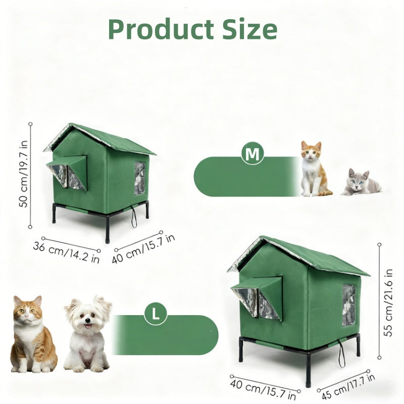 🐱 PROMO LIMITÉE 53% DE RÉDUCTION ! ✨ Maison pour Chat d‘Extérieur surélevée – Imperméable, Isolante, Stable et Pliable 🌧️