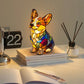 📢📢60% DE RÉDUCTION ! ❄️ Ambiance Hiver : Lampe LED Tableau Chien Color-Blocking - Lumière Douce & Déco Design