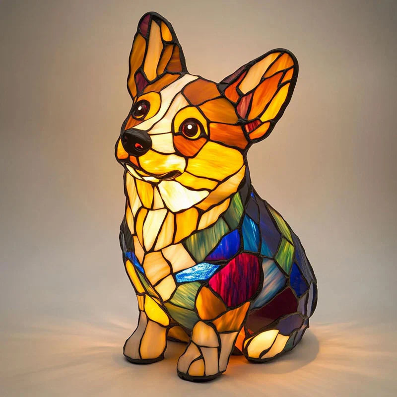 📢📢60% DE RÉDUCTION ! ❄️ Ambiance Hiver : Lampe LED Tableau Chien Color-Blocking - Lumière Douce & Déco Design