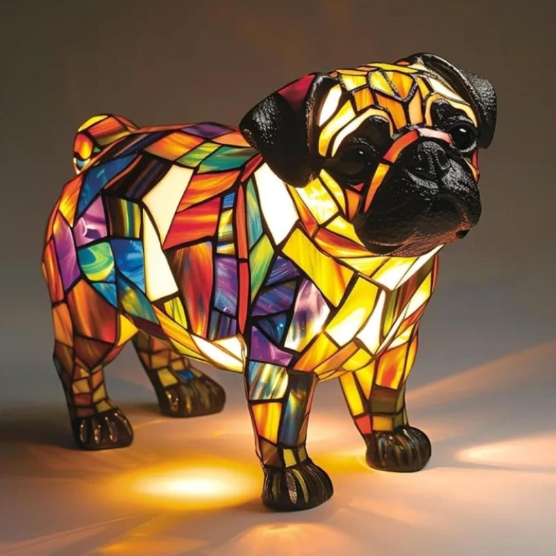 📢📢60% DE RÉDUCTION ! ❄️ Ambiance Hiver : Lampe LED Tableau Chien Color-Blocking - Lumière Douce & Déco Design