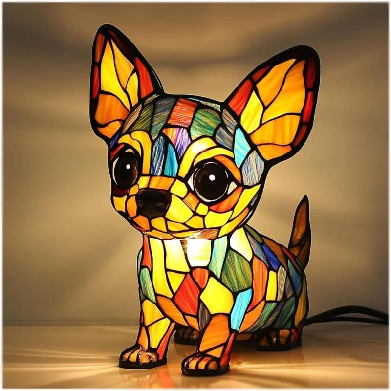 📢📢60% DE RÉDUCTION ! ❄️ Ambiance Hiver : Lampe LED Tableau Chien Color-Blocking - Lumière Douce & Déco Design