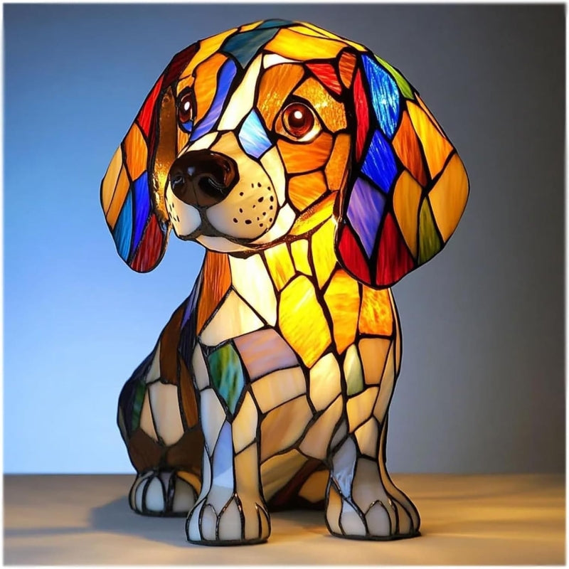 📢📢60% DE RÉDUCTION ! ❄️ Ambiance Hiver : Lampe LED Tableau Chien Color-Blocking - Lumière Douce & Déco Design