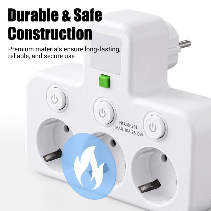 🔌 49% DE RÉDUCTION! 💡 Adaptateur Secteur UE 4 Prises – Interrupteurs Indépendants, Design Compact & Sécurité Maximale 🏠