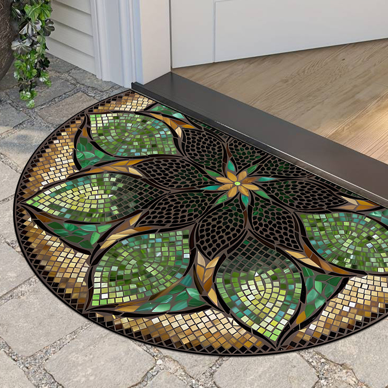 💖 Soldes de printemps 50 % de réduction 💖 Paillasson semi-circulaire style bohème - Tapis antidérapant doux pour sol