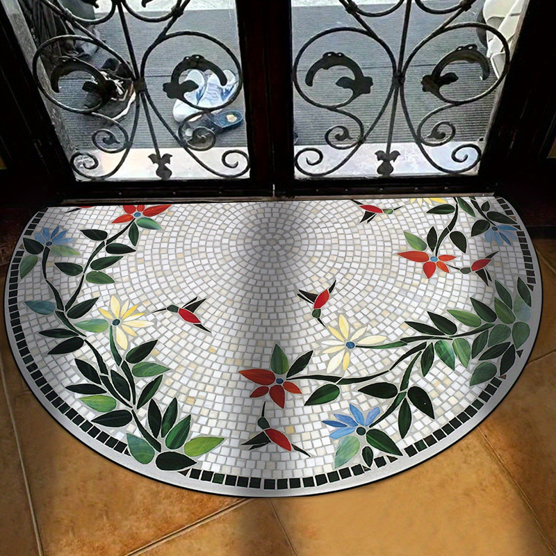💖 Soldes de printemps 50 % de réduction 💖 Paillasson semi-circulaire style bohème - Tapis antidérapant doux pour sol