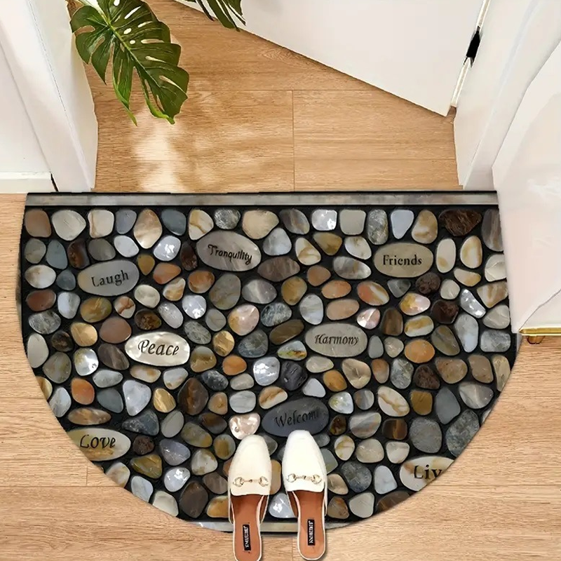 💖 Soldes de printemps 50 % de réduction 💖 Paillasson semi-circulaire style bohème - Tapis antidérapant doux pour sol