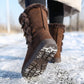 Bottes de neige mi-mollet ultra-chaudes doublées de fausse fourrure pour femmes