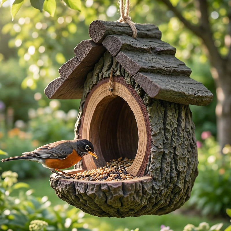 🔥60 % DE RÉDUCTION ! 🐦 NOUVEAUTÉS 2026 – Mangeoire à oiseaux d'extérieur avec design réaliste de souche d'arbre | Décoration de jardin et refuge pour la faune sauvage en un ! 🌿✨