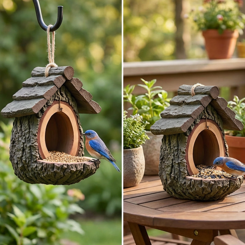🔥60 % DE RÉDUCTION ! 🐦 NOUVEAUTÉS 2026 – Mangeoire à oiseaux d'extérieur avec design réaliste de souche d'arbre | Décoration de jardin et refuge pour la faune sauvage en un ! 🌿✨