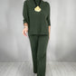Ensemble haut à col montant et manches courtes et pantalon pour femme
