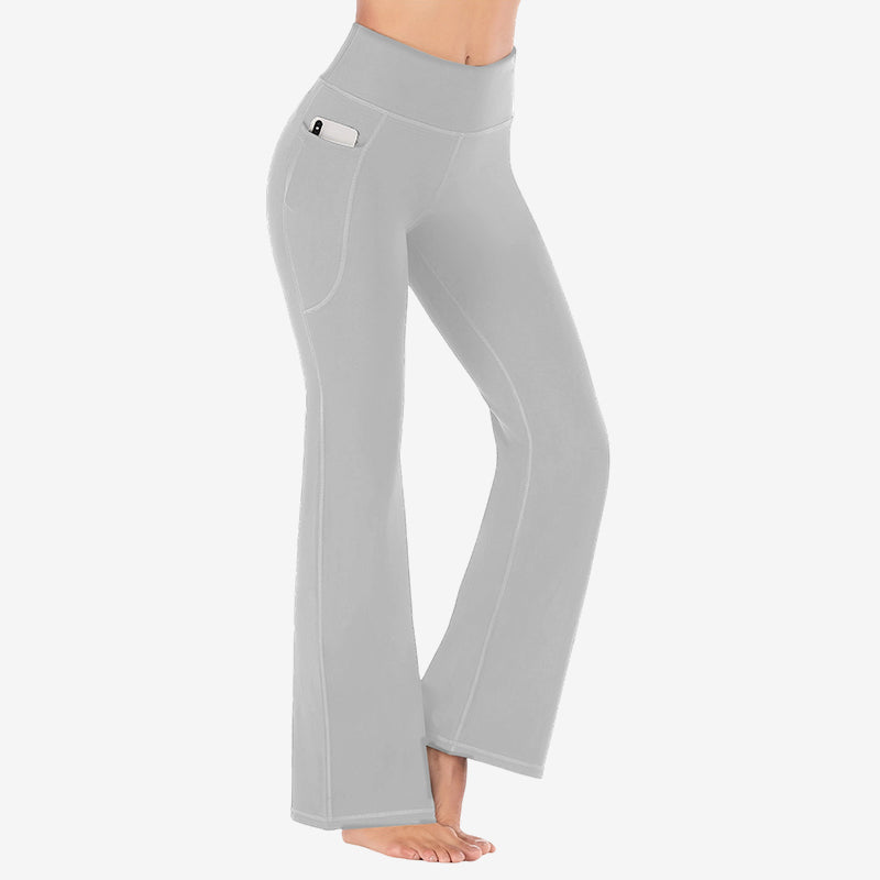 Legging de yoga taille haute, effet galbant, rehaussant les fesses, gainant le ventre, avec poche, coupe bootcut