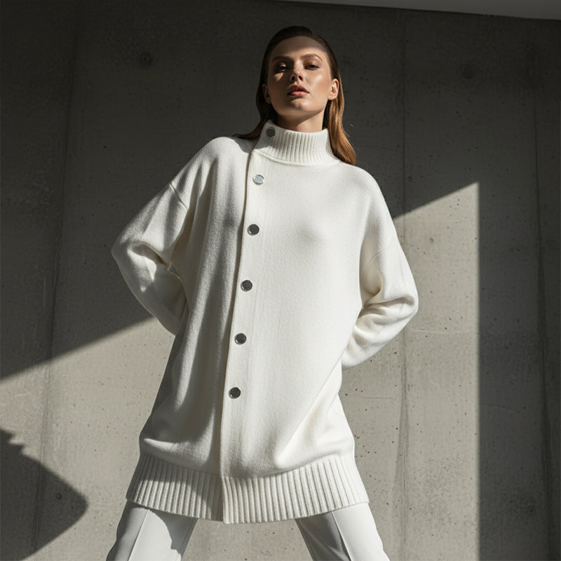 Gilet boutonné à col montant pour femme