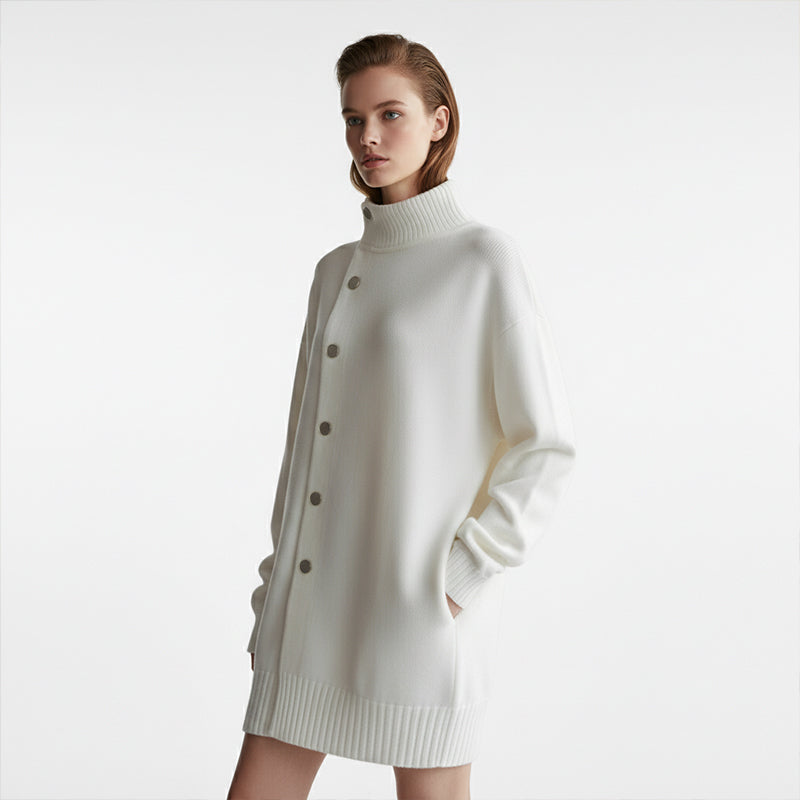 Gilet boutonné à col montant pour femme