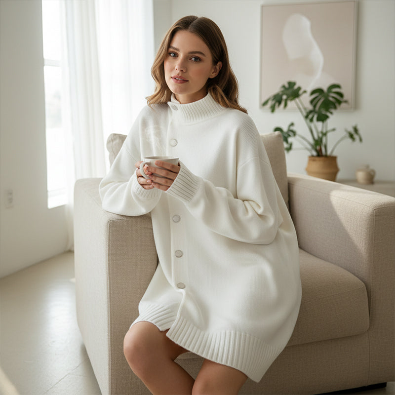 Gilet boutonné à col montant pour femme