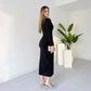 Robe fendue à encolure en V et effet scintillant pour femme
