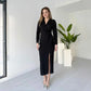 Robe fendue à encolure en V et effet scintillant pour femme