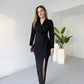 Robe fendue à encolure en V et effet scintillant pour femme