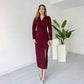 Robe fendue à encolure en V et effet scintillant pour femme