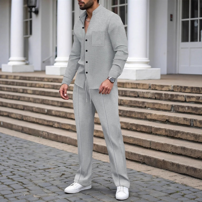 👕 60 % DE RÉDUCTION ! 👖 Ensemble gaufré deux pièces pour homme – Design confortable, respirant et polyvalent 🍂