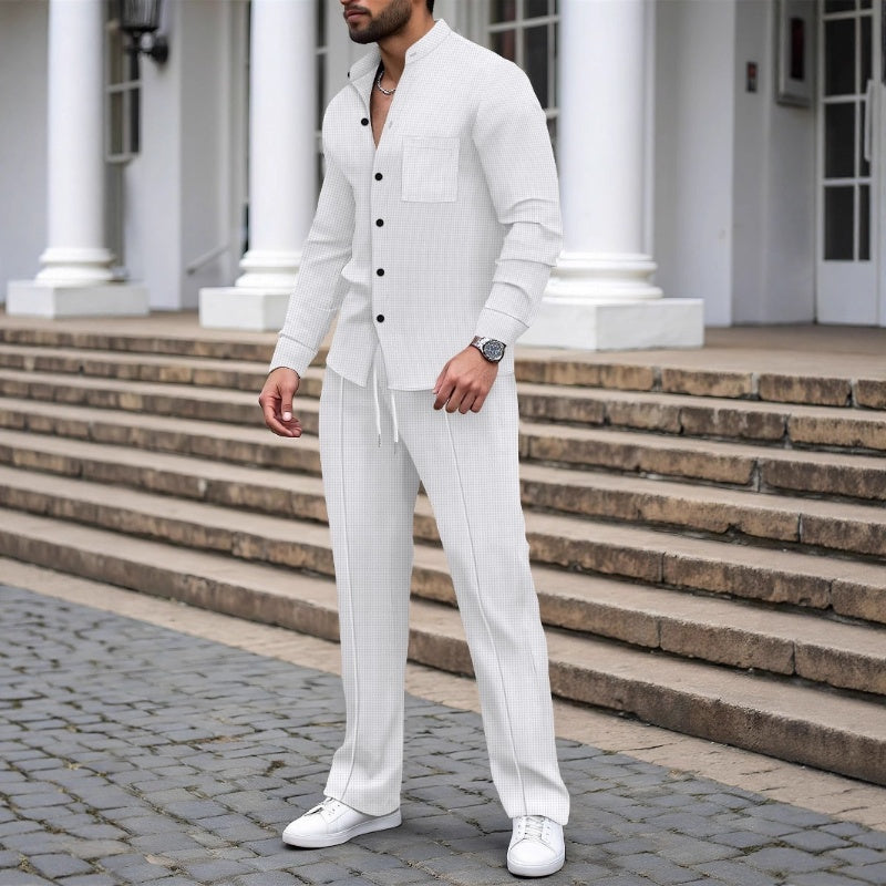 👕 60 % DE RÉDUCTION ! 👖 Ensemble gaufré deux pièces pour homme – Design confortable, respirant et polyvalent 🍂