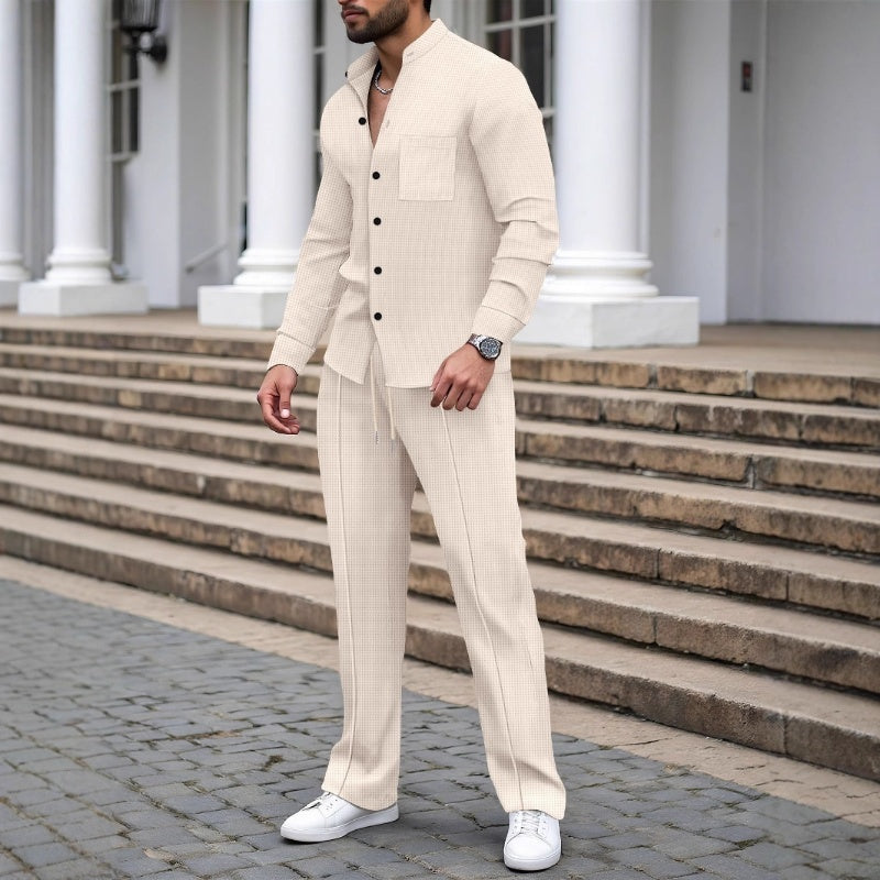 👕 60 % DE RÉDUCTION ! 👖 Ensemble gaufré deux pièces pour homme – Design confortable, respirant et polyvalent 🍂