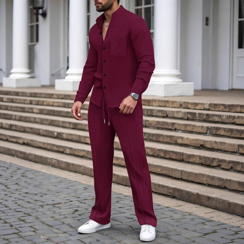 👕 60 % DE RÉDUCTION ! 👖 Ensemble gaufré deux pièces pour homme – Design confortable, respirant et polyvalent 🍂