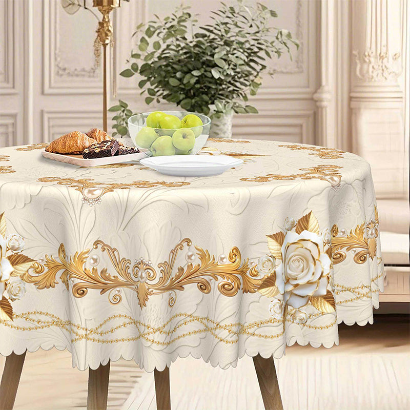 🪟 60% DE RÉDUCTION ! 🌹 Nappe imperméable rose dorée – Impression 3D élégante, Résistante aux taches & Facile à nettoyer ☀️
