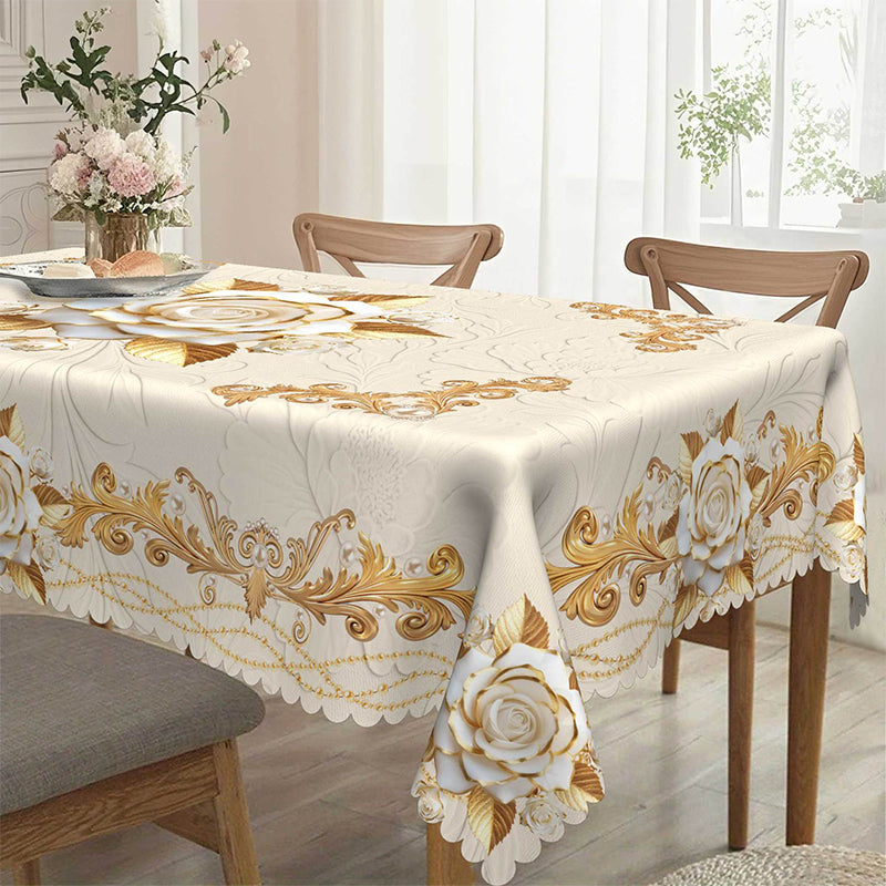 🪟 60% DE RÉDUCTION ! 🌹 Nappe imperméable rose dorée – Impression 3D élégante, Résistante aux taches & Facile à nettoyer ☀️