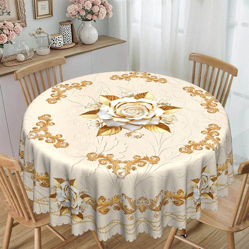 🪟 60% DE RÉDUCTION ! 🌹 Nappe imperméable rose dorée – Impression 3D élégante, Résistante aux taches & Facile à nettoyer ☀️