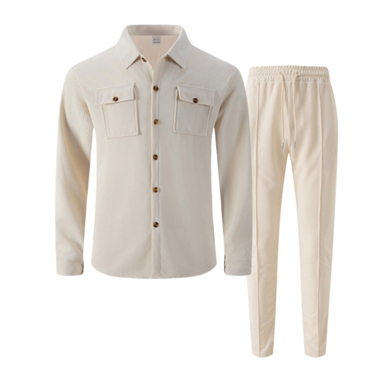 🔥 60 % DE RÉDUCTION ! ⏰ Ensemble homme veste boutonnée + pantalon en maille alvéolée – Coupe ample, tissu respirant & style casual élégant 👕👖