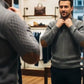✨👔 60% de réduction ! Sweat-shirt Homme à Col Jacquard Texturé – Coupe ample, coudières vintage & finitions premium