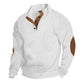 ✨👔 60% de réduction ! Sweat-shirt Homme à Col Jacquard Texturé – Coupe ample, coudières vintage & finitions premium