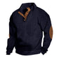 ✨👔 60% de réduction ! Sweat-shirt Homme à Col Jacquard Texturé – Coupe ample, coudières vintage & finitions premium