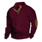 ✨👔 60% de réduction ! Sweat-shirt Homme à Col Jacquard Texturé – Coupe ample, coudières vintage & finitions premium