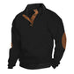 ✨👔 60% de réduction ! Sweat-shirt Homme à Col Jacquard Texturé – Coupe ample, coudières vintage & finitions premium