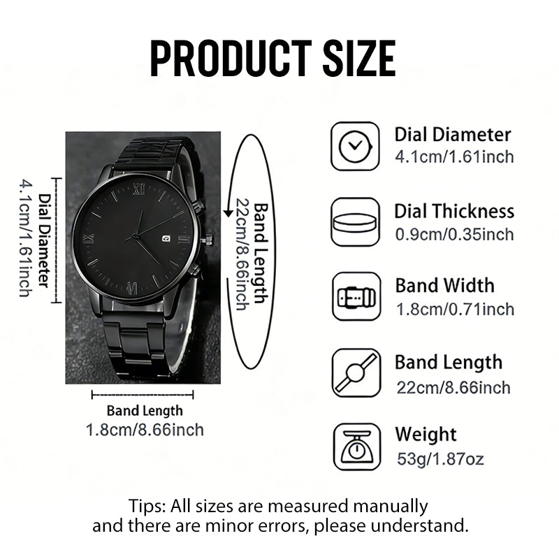 🎉💰 50 % de réduction ⚡ Montre quartz minimaliste pour homme avec date – Acier inoxydable entièrement noir, cadran romain et précision horlogère ! ⌚🖤