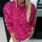 Sweat-shirt à col rond clouté pour femme