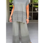 Ensemble deux pièces pour femme, haut à manches courtes et pantalon, couleur unie
