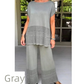Ensemble deux pièces pour femme, haut à manches courtes et pantalon, couleur unie