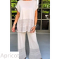 Ensemble deux pièces pour femme, haut à manches courtes et pantalon, couleur unie