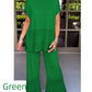 Ensemble deux pièces pour femme, haut à manches courtes et pantalon, couleur unie